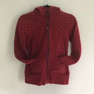 Lululemon red black polka dot sweatshirt XS